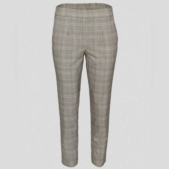 Aritzia Babaton Conan Pant Plaid Trouser Straight Leg High Waist Pleated Gray - Picture 5 of 16